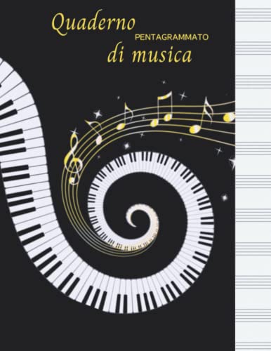 Quaderno Pentagrammato di Musica: Formato Grande A4. 12 Righi per Pagina.  103 Pagine con Indice Iniziale. di Viola Pichi 
